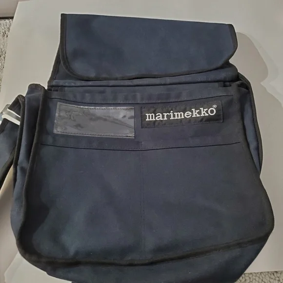MARIMEKKO Olkalaukku Urbaani Crossbody Shoulder Bag Navy Blue Cotton Canvas
